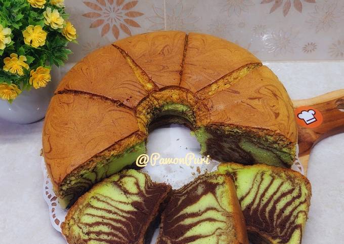 Pandan Choco Chiffon Cake foto resep utama