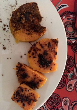 Una foto de Boniato al horno con aceite de coco y cacao