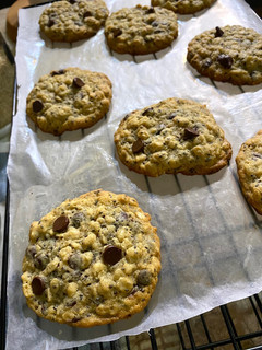 A picture of Chewy Oatmeal Chocolate Chip Cookies with Chia Seeds.
