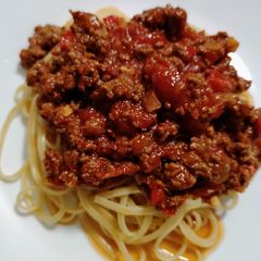 A picture of Beef and sausage bolognese ragout.