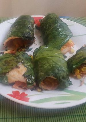 Una foto de Rollo de espinacas con pollo