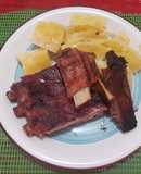Costillar al horno en salsa teriyaki