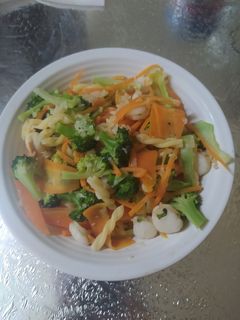 Hình của món Cồi sò điệp xào nui.