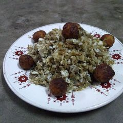A picture of Sakarkand paneer pulav.