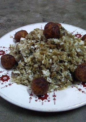 A picture of Sakarkand paneer pulav.