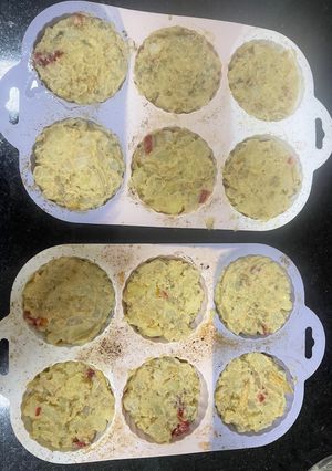 Una foto de Tortilla de papa en molde de muffin vegana