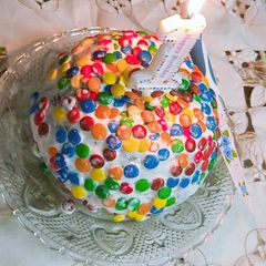 A picture of Birthday cake choco fudge cake...with bunty toppings.