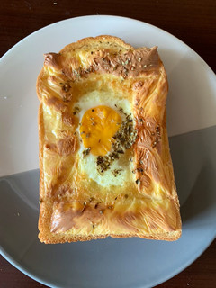A picture of Egg and Cheese Bread in Air Fryer.