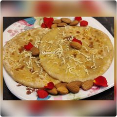 Almond Khoya Sweet Paratha (बदाम खवा पोळी) A picture of Almond Khoya Sweet Paratha (बदाम खवा पोळी).