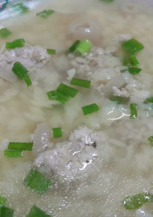 Hình của món Nui sao nấu thịt viên da heo.