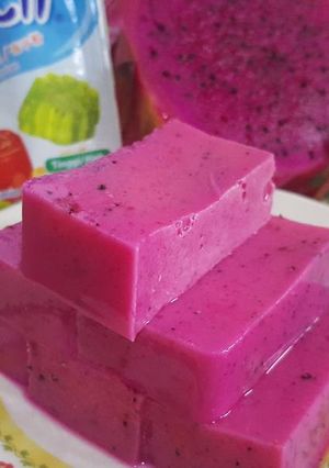 Foto resep Puding susu buah naga #cemilananak