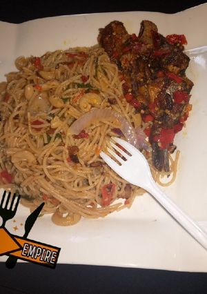 A picture of Stir-fry Spaghetti & macaroni.