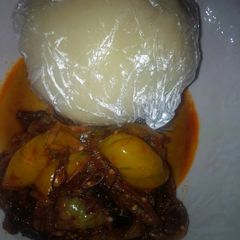 Garden egg Soup & Pounded yam A picture of Garden egg Soup & Pounded yam.