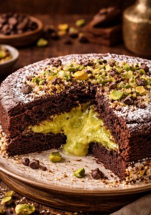 Foto de Bolo Cookie de Chocolate com Coração Cremoso de Pistache