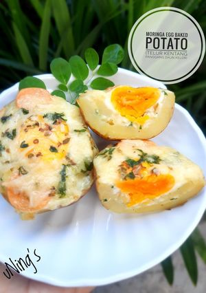 Foto resep Moringa Egg Baked Potato a.k.a Kentang telur panggang daun kelor
