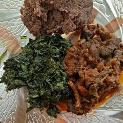 A picture of Brown ugali served matumbo.