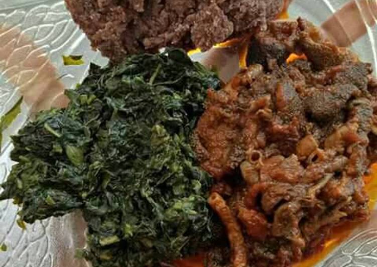 Brown ugali served matumbo