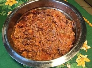 Une photo de Farce au porc,tomates,moutarde aux épices et curry (pour légumes farcis)