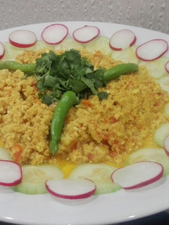 A picture of Khageena (egg dish).
