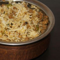 A picture of Hyderabadi Kheema Biryani.