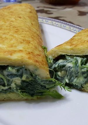 A picture of Frittata Roll with Ricotta and Spinach.