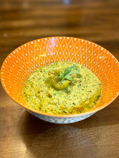 A picture of Tangy green tomato (tomatillo) chutney.