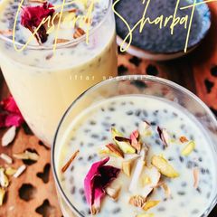 A picture of Custard Sharbat with jellies| Custard drink| Ramadan Special.