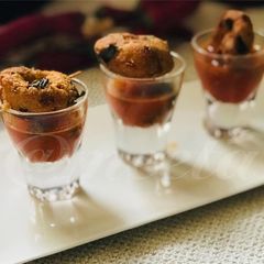 A picture of Oats wada with Rasam Shots.