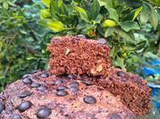 Una foto de torta integral con nueces