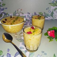 A picture of Kesar Sago Custard Pudding.