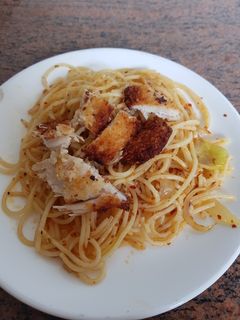 Foto resep Spagethi Aglio olio with Chicken Katsu