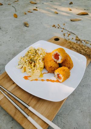 Foto resep Rice Nugget Sausage with Scrambled Eggs