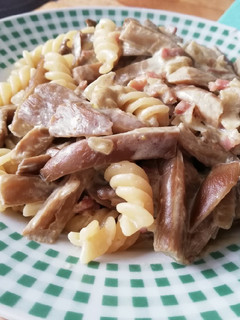 Una foto de Setas con pasta y jamón al Curry🍄