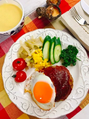 Easy Way Prepare Recipe Delicious Beef &amp; Pork Hamburger Steak with Shiitake Powder that is Delicious, So Delicious}