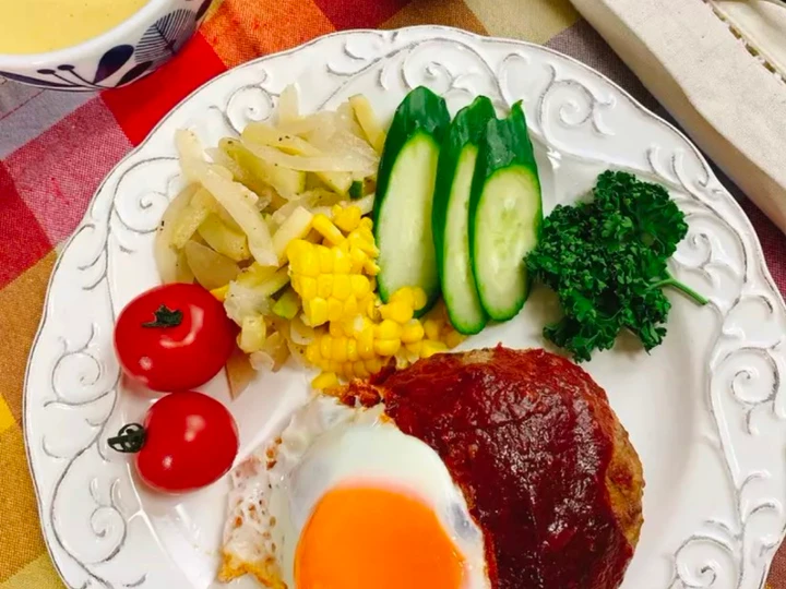 Easy Way Prepare Recipe Delicious Beef &amp;amp; Pork Hamburger Steak with Shiitake Powder that is Delicious, So Delicious}