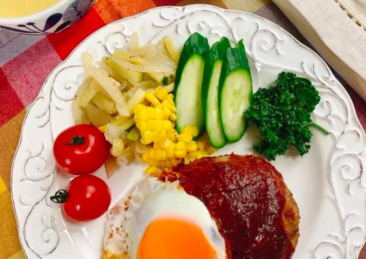 Homemade Delicious Beef &amp; Pork Hamburger Steak with Shiitake Powder