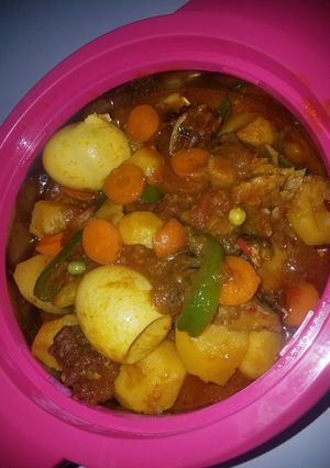 A picture of Irish potato with enough ingredients.