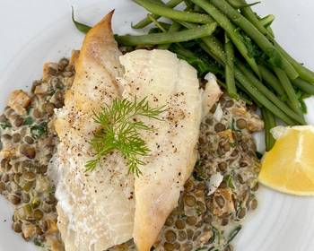 Popular Cuisine Smoked haddock  creamy Puy lentils with Dill MyCookbook Yummy