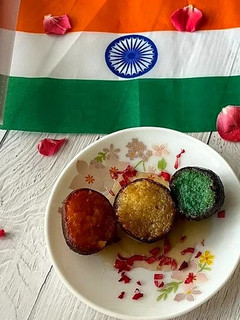 A picture of Tri Coloured Gulab Jamun.