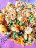 Salada de quinoa com manga, ervilhas e Mozarella