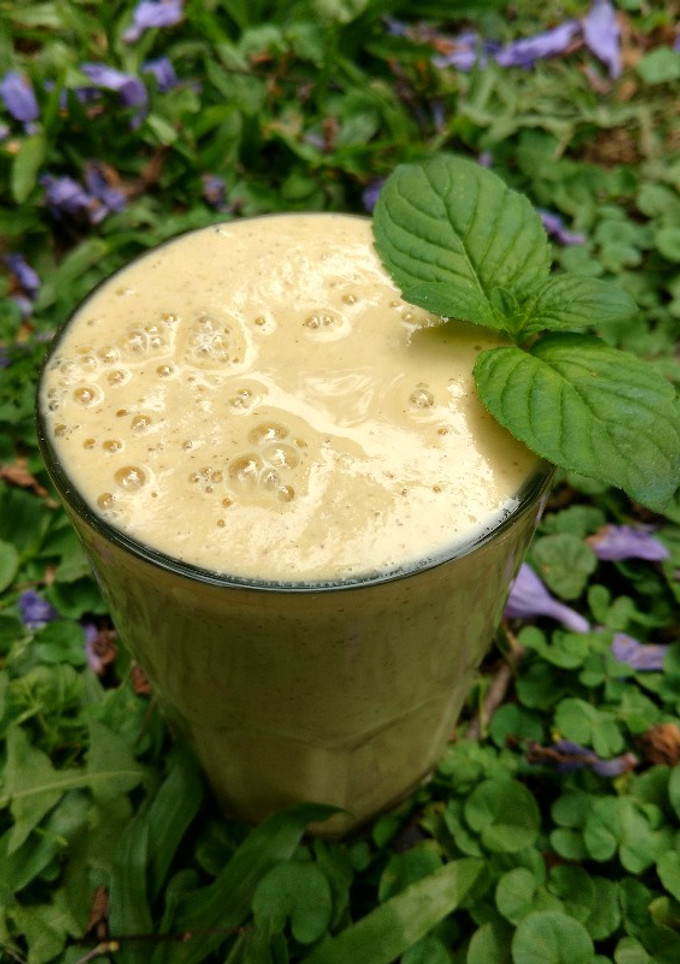 Una foto de Licuado smoothie de durazno y nuez 🍹