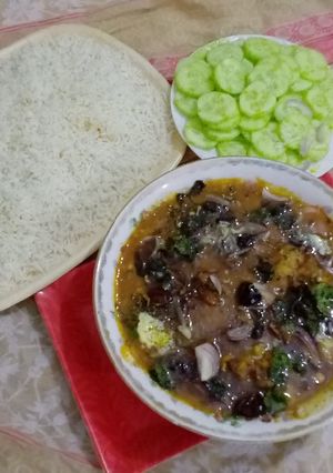A picture of MAKHNI CHANA DAAL GOSHT & BOILED RICE.