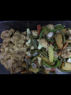 A picture of Chicken Steak with saute vegies🥩.