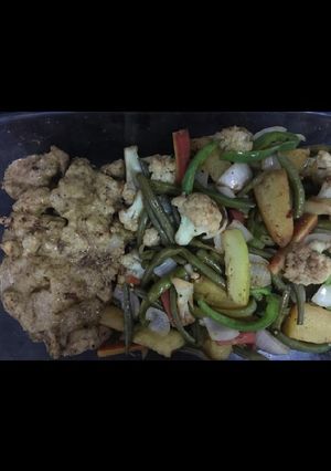 A picture of Chicken Steak with saute vegies🥩.
