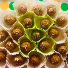 A picture of Dry Fruits Churma Ladoos~Traditional Dessert for Ganesh Chaturthi in Gujarati Style 🙏.