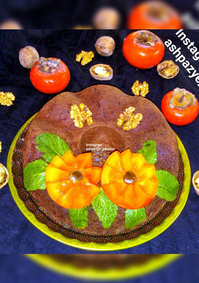 عکسی از دستور کیک خرمالو بدون فر 🌸