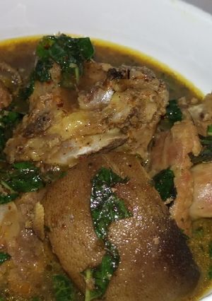 A picture of Goat meat pepper soup.