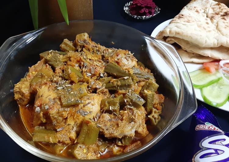 Steps to Make Ultimate Chicken and bhindi