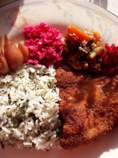 عکسی از دستور سبزی پلو با ماهی سوخاری