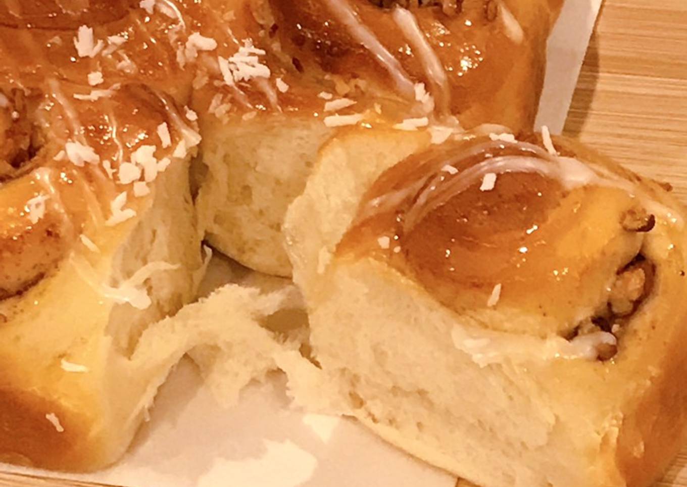 Coconut pecan cinnamon rolls